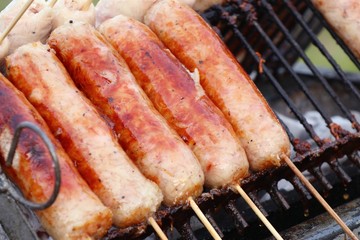 BBQ sausages street food