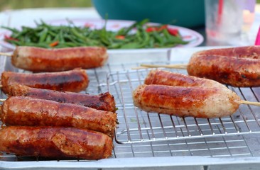 BBQ sausages street food