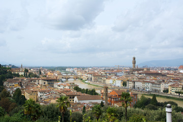 Fototapeta na wymiar view of Florence with Old Palace and Dome of Cathedral 
