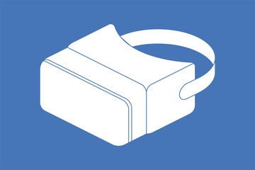 Isometric glasses of virtual reality for a smartphone on a blue background. Flat vector illustration EPS10.