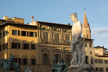 Fototapeta premium Statue of Neptune, on the Piazza della Signoria, Florence (Firenze), Tuscany, Italy, Europe