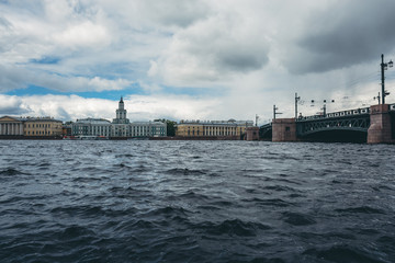 Fototapeta premium Neva river in St. Petersburg, Russia, downtown cityscape