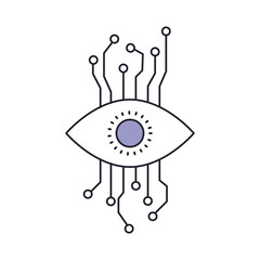 eye cyber security icon in color section silhouette vector illustration