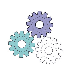 set gear machinery icon in color section silhouette vector illustration