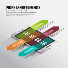 Phone Arrow Elements Infographic