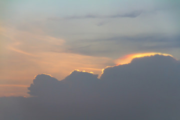 Dramatic sky with light behind cloud during sunset
