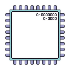 microchip closeup icon in color section silhouette vector illustration