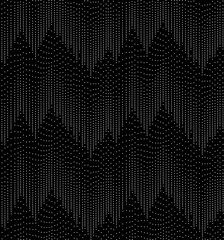 Dot Mountain Peaks - Abstract Seamless Repeat Tile - Geometric Graphic Wallpaper - Monochromatic Black and White - Black BackgroundPrint - 171254158
