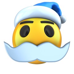 3d yellow emoticon smile with Christmas hat