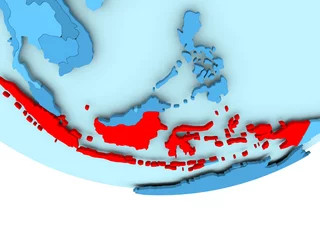 Tuinposter Indonesia in red on blue map © harvepino
