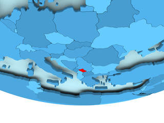 Kosovo in red on blue map