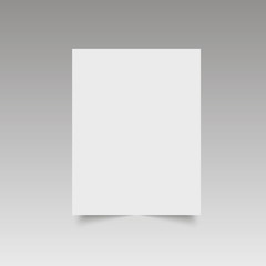 White paper isolated with soft shadow on white background. Vector illustration.