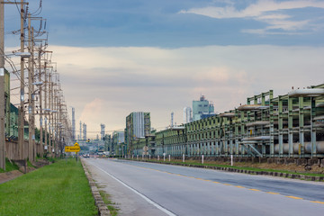 road scenery and factory 