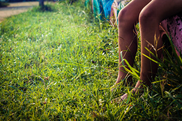 Fototapeta na wymiar Children sitting in the playground.