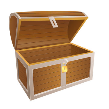 Vintage Wooden Chest With Open Lid Vector Illustration