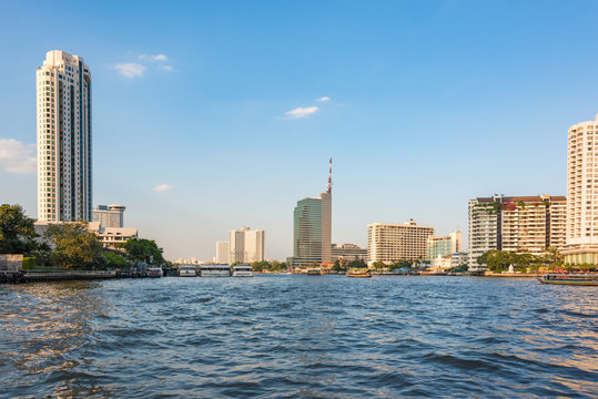 Bangkok city vview from Chao Phraya river. Thailand