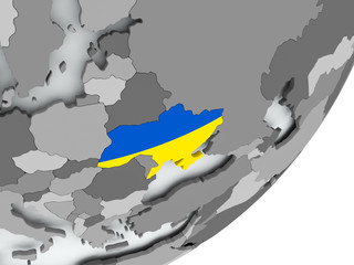 Flag of Ukraine on map