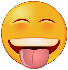 Laughing emoticon with tongue sticking out vector image