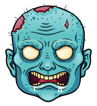 Angry cartoon zombie head