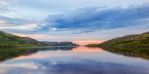 Sunset over Lake Fedorovskoe on the Kola Peninsula