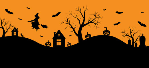 Halloween banner with witch
