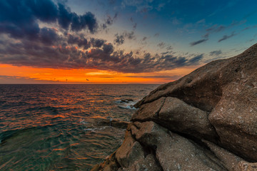 Scenic coastal sunset on island of Elba in Tuscany