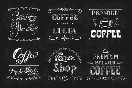 Set coffee labels or banners