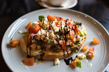 Bruschetta with feta and avocado