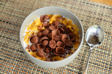 Corn serials with milk as breakfast