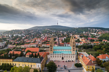 Pecs, Szekesegyhaz. Bird eye view