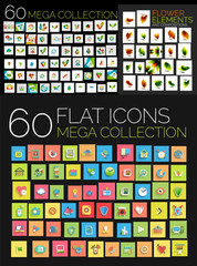 Set of square flat web icons