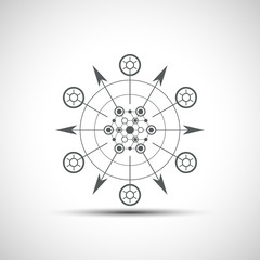 Sacred geometry element. Hexagonal element. Geometrical sign with shadow.