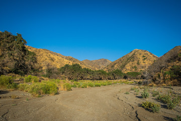 Dry Sandy Wash in southern California Hills outside Los Angeles.