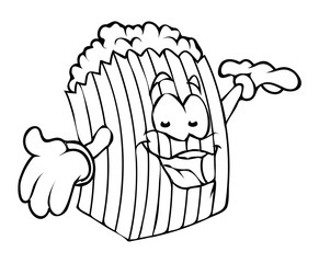 Happy Cartoon Popcorn Vector Drawing
