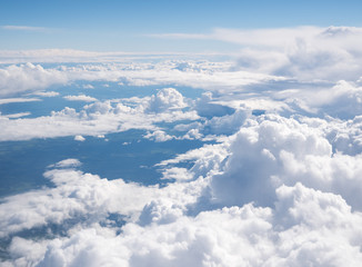 blue sky with the clouds from the plane view