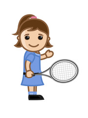 Obraz na płótnie Canvas Kid Girl with Racket Vector