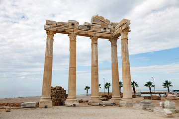 Columns of an ancient Greek temple, ruins