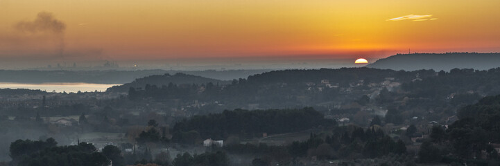 sunset on the pond of Berre, in Provence