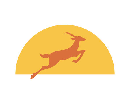 sunset antelope goat animal safari zoo icon image vector