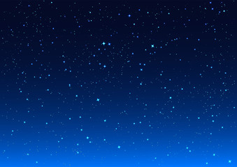 Bright stars in blue dark night sky