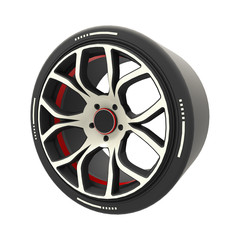 Fototapeta premium 3d model of the wheel from the sports car, isolated on white background.