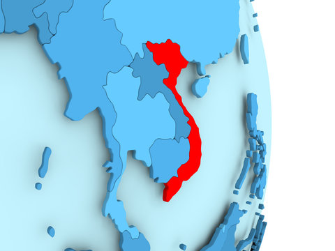 Fototapeta Map of Vietnam in red