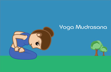 Yoga Cartoon Vector Pose - Yoga Mudrasana