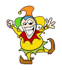 Cheerful Cartoon Jester Character