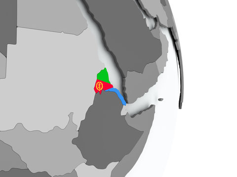 Map of Eritrea with flag