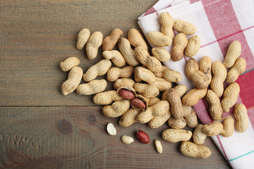 Peanut in shell and napkin