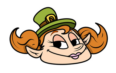 Funny Cartoon Leprechaun Girl Face