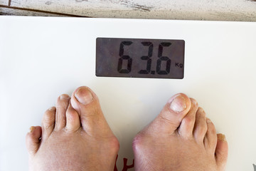 Obese feet on scale