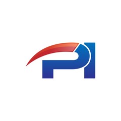 modern vector initial letters logo swoosh pi red blue