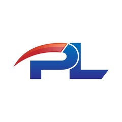 modern vector initial letters logo swoosh pl red blue